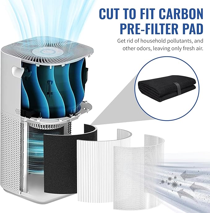 CFS – Pack of 1, Universal Cut to Fit Carbon Pre-Filter Pad Roll for Air Purifiers, Range Hood, Furnace Filters, & Air Conditioner Filters – Fresh Air for Indoor – Charcoal Air Filter Sheet – 12"x48"