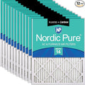Nordic Pure 16x16x1 (Actual Size: 15 3/4 x 15 3/4 x 3/4) Pleated Air Filters MERV 14 Plus Carbon 12 Pack