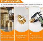 2pcs 1/2" NPT x 1/4" NPT Brass Nipple, 1/2 to 1/4 Adapter Fitting Reducing Solid Hex Brass Nipple, 1/2 Male to 1/2 Male Reducer Pipe Fittings for Extending and Connecting Pipes