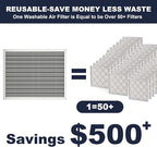 16x20x1 Reusable Air Filter, Electrostatic, Washable Lasts a Lifetime, Breathe Fresher Air in Home and Office HVAC AC Furnace Systems, Merv 8 (Actual Size: 15.5x19.75x0.82 Inch)