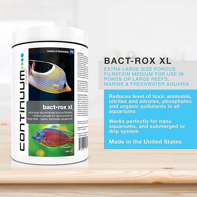 Continuum Aquatics "Bact-Rox XL", Extra Large Sized, High-Porosity Filtration Media for Aquariums, 250 ml