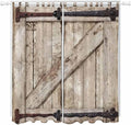 Farmhouse Wood Grain Living Room Curtains 84 Inch Length, Window Curtains Tab Top, Vintage Country Barn Gate Brown Light Filtering Window Treatments Drapes 52"x84" 2 Panel