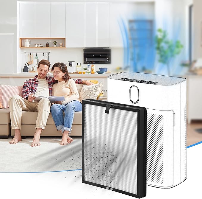 6 Packs HY4866 Replacement Filters Compatible with MORENTO HY4866, WESTHEY HY4866, YIOU M1 and FETIONS FT5000 Air Cleaner Purifiers, 2-in-1 Activated Carbon Filter