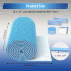 MERV 8 Triple Air Vent Filter, 12"X120" Cut to Size Air Filter Material, Blue & White Electrostatic Vent Filter Kit for Home Floor, Ceiling, Grilles, HVAC Vent, Compression Packing