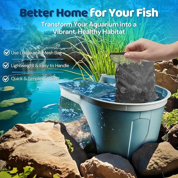 Flexzion Fish Tank Filter Media - Bio Balls for Aquarium Filter, Ceramic Rings & Activated Carbon Pellets in Mesh Bags - Biological, Chemical, & Mechanical Filtration Fresh & Saltwater Aquarium, 3 Set