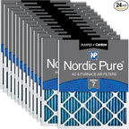 Nordic Pure 15x20x1 (Actual Size: 14 1/2 x 19 1/2 x 3/4) Pleated Air Filters MERV 7 Plus Carbon 24 Pack