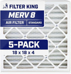 Filter King 18x18x4 Air Filter | 5-PACK | MERV 8 HVAC Pleated A/C Furnace Filters | MADE IN USA | Actual Size: 17.5 x 17.5 x 3.75"