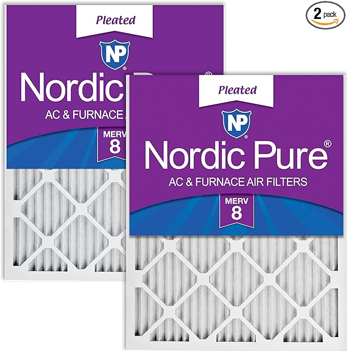 Nordic Pure 16x24x1 (Actual Size: 15 3/8 x 23 3/8 x 3/4) Pleated MERV 8 Air Filters 2 Pack