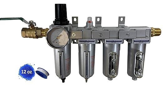 THB 4 Stage High Flow 70 Series Industrial Ultra Clean Compressed Air Filter Regulator Dryer Combination (3/4" NPT, AUTO Drain)