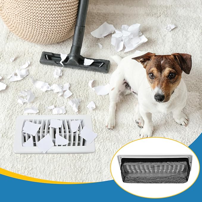 Zonon 12 Pcs 6 x 10 Inch Floor Register Cover Trap Vent Screen for Home Vent Mesh Elastic Band Filter Floor Register Trap Keeps Pet Hair,Food Out(Black)