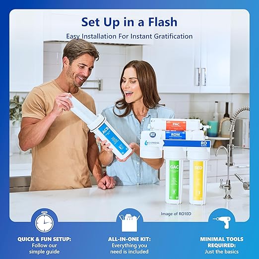 Express Water 10 Stage Reverse Osmosis Alkaline Water Filtration System - Under Sink Water Filter with Faucet and Tank, 100 GPD