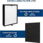 2 Pack True HEPA 45i Replacement Filter, Compatible with 45i and Breathesmart Flex Bh400 air purifier, Compared # B4-Fresh/FL40-Silver-Carbon, B4-Pure, 2 HEPA Filter + 4 Carbon Filter