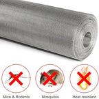 Stainless Steel Woven Wire Mesh 304 Stainless Steel Mesh Sheet, Heat-Resistant Woven Wire Rodent Mesh Garden Insect Screen Airbrick Filter Net with 2 Mm Mesh Hole Never Rust