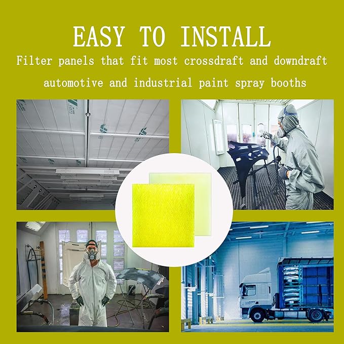 AUC Paint Booth Exhaust Filters,20" x 25" (200 pieces),22 Gram Fiberglass Paint Arrestors Pad,Captures Overspray Paint Particles in Paint booth