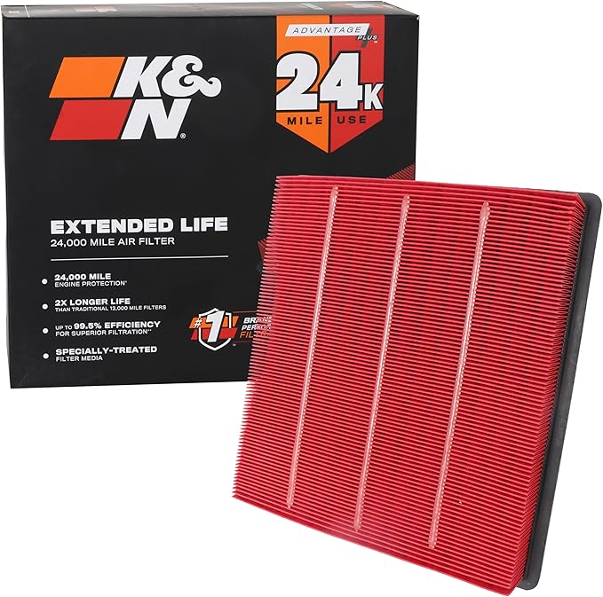 K&N Engine Air Filter: Extended Life 24,000 Mile Replacement Air Filter: Compatible with 2015-2019 Chevy/GMC Colorado and Canyon, KNX-5030