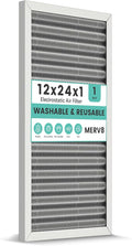 12x24x1 HVAC Furnace Air Filter, Washable Electrostatic Furnace Filter, MERV 8, Lasts a Lifetime, Breathe Fresher, Home And Office (Actual Size:11.38x23.38x0.82 Inch)