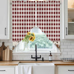 Swag Curtain Valances for Kitchen Windows,Farm Barn Western Star on Vintage Short Rod Pocket Window Valance,Red Buffalo Plaid Swag Topper for Bedroom Living Room,2 Panels 28x36in