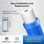 PUREPLUS 5 Micron 10" x 2.5" Whole House Grooved Sediment Home Water Filter, Replacement Cartridge for Any 10 inch RO Unit, AO-WH-PREV-R2, AP110, WHKF-G05, AB-SGR5M, GXWH20S, WFPFC5002, CFS10, 2Pack