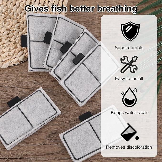 10pcs Filter Cartridges for Top Fin EF-S & BF5 BETTAFLO, 9.5x5.5cm/3.74x2.17in Aquarium Filter Media with Activated Carbon for Fish Tank Water Filtration