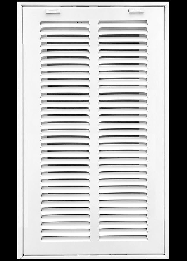 HVAC Premium 8 x 22 Duct Opening Steel Return Air Filter Grille, for 1-inch Filter, Removable Door, Flat Stamped HVAC Vent Cover Grille, Outer Dimensions 10.5 x 24.5