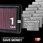 K&N High-Flow Original Lifetime Engine Air Filter: Increase Power: Premium, Washable: Compatible with 2015-2024 Ford/Volkswagen: Endeavour, Everest, Ranger, Ranger Raptor, Amarok, 33-3086