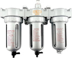 1/4" NPT MID FLOW 3 Stages Filter Coalescing Desiccant Dryer System For Compressed Air Lines, Poly Bowls, Great For Paint Spray And Plasma Cutter (MANUAL DRAIN)