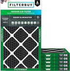 Filterbuy 12x30x1 Air Filter MERV 10 Odor & Allergy Defense with Activated Carbon (6-Pack), Electrostatic Pleated HVAC AC Furnace Filters Replacement, Made in USA (Actual Size: 11.88 x 29.88 x 0.75)