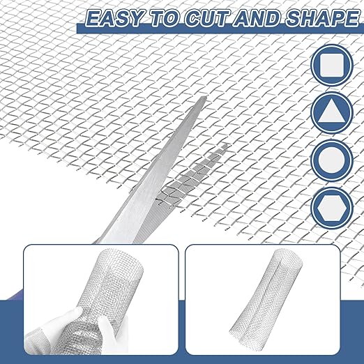 uxcell 6 Mesh 118" x 12" Woven Wire Mesh, 304 Stainless Steel Air Vent Filter Screen, Window Screen Mesh for DIY Projects Vents Cover Filtration Animals Fence