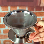 Paperless Pour Over Coffee Strainer, Premium Stainless Steel Coffee Dripper with 300 Mesh, Optimal Extraction Portable Reusable Filter Cone for Travel Brewing Tea