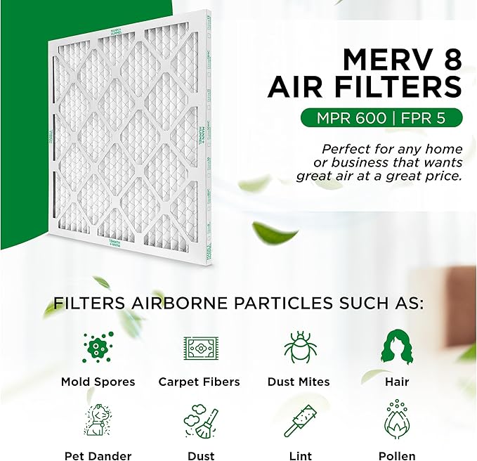 Mann+Hummel 20x20x1 MERV 8 Pleated HVAC AC Furnace Air Filters. 4 Pack. (Exact Size: 19.5 x 19.5 x 0.75 Inches)