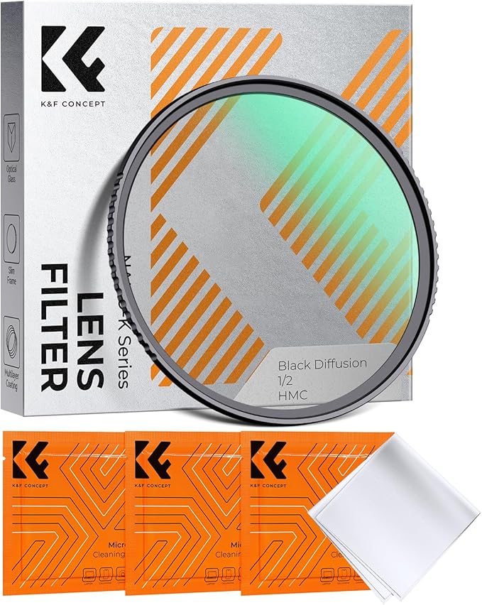 K&F CONCEPT 58mm Black Diffusion 1/2 Filter Mist Cinematic Effect Filter with 18 Multi-Layer Coatings for Video/Vlog/Portrait Photography (K-Series)