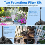POPOSOAP Pond Filter with 55W Solar Fountain Pump, Solar Pond Filter with 580GPH Pump & Fountain Kit – Outdoor Filter Box with 6.6FT PVC Tubing, Perfect for Koi Ponds, Waterfalls, Water Features