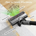Cordless Stick Vacuum Cleaner - Rechargeable,45Kpa Powerful Suction Vacuum for Home,45Mins Runtime,Detachable Battery,Anti-Tangle, 8 in 1 Lightweight Vacuum for Pet Hair Carpet Hardwood,Silver