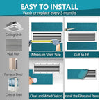 Reusable Air Filter 20x30, High Air Flow Cut to Fit Furnace Filters, MERV 6 Replacement Filter for HVAC, RV, Washable Replacement Air Conditioner Filters, 24 PCs Hooks(Actual 20x30x0.7 in.)