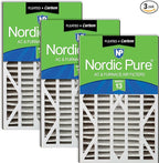Nordic Pure Air Bear Cub 16x25x3 (Actual Size: 15 13/16 x 24 5/16 x 3) Air Filter Replacement MERV 13 Plus Carbon 3 Pack