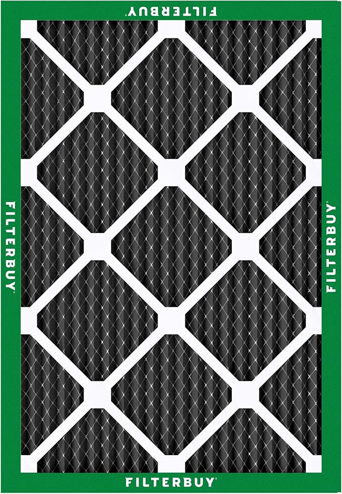 Filterbuy 16x18x1 Air Filter MERV 10 Odor & Allergy Defense with Activated Carbon (6-Pack), Electrostatic Pleated HVAC AC Furnace Filters Replacement, Made in USA (Actual Size: 15.50 x 17.50 x 0.75)
