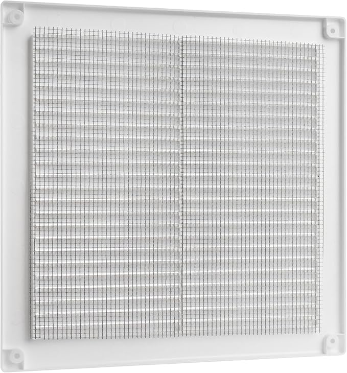 Vent Systems 10'' x 10'' Inch White Soffit Vent Cover - Pack of 100 - Flat Square Air Vent Louver - Grille Cover - Built-in Insect Screen - HVAC Vents for Bathroom, Home Office, Kitchen 10x10 Inch