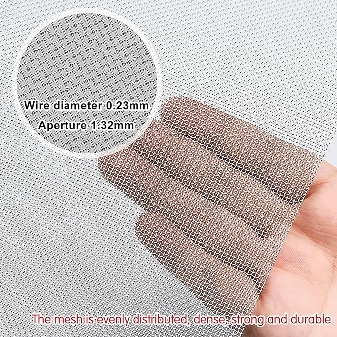 Stainless Steel Woven Wire Mesh Window Screen Mesh, Stainless Steel Woven Wire Mesh, 16 Mesh Rodent Proof Insect Screen, for DIY, Vent, Filter, Window & Garden