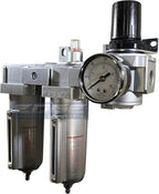 INDUSTRIAL RATED Three Stage Air Drying System - Air Particulate Filter, 0.01 Micron Coalescing Filter & Air Pressure Regulator Modular Combo 3, Metal Bowl (1/2" MANUAL DRAIN)