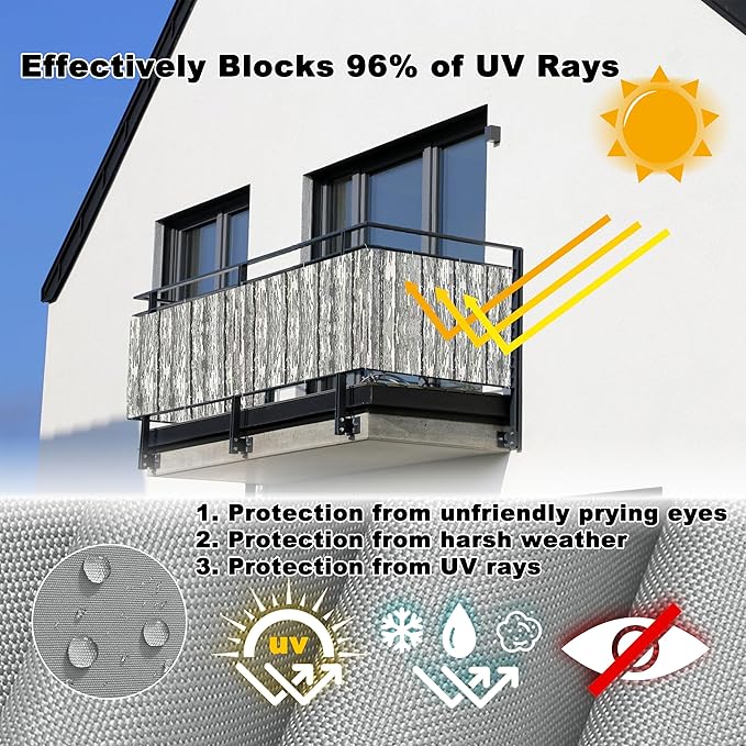 Privacy Screen 3' x 3.3' Durable UV-Resistant Outdoor Privacy Screens, Included Cable Zip Ties for Decks, Patios, Backyards, Outdoor Pools, Porches, Railings, Vertical Floor Pattern