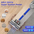 Cordless Vacuum Cleaner, 8 in 1 40Kpa 55Mins,Lightweight Vacuum Cleaners for Home, Stick Vacuum with Anti-Tangle Brush,Wall Mount, Rechargeable Cordless Vacuum for Floor/Sofa/Pet Hair, Blue