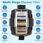 Aqua Earth Shower Head Filter For Hard Water Oil Bronze 20 Stages to Remove Chlorine Fluoride Water Softener Coconut Shell Activated Carbon Reduces Dry Itchy Skin Heavy Metals Other Sediments