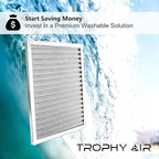 20x30x1 | Trophy Air | Merv 8 | Washable Furnace Filter | Lifetime HVAC & Furnace Air Filter | Washable Electrostatic | High Dust Holding Capacity | Premium Quality Aluminum