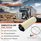 Fuel Filter Replacement Kit Pack of 1 - Compatible with select Kenworth and Peterbilt Models - Replaces O.E. 1852006PE; Baldwin PF46106 and Luberfiner L7663F
