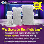 Aquatic Experts Max Flow Filter Media Bags - Secure Zipper Bags for Fish Tank, Aquarium and Pond, 5" x 9" - 4 Pack