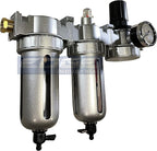 Three Stage Air Drying System - Air Particulate Filter, 0.01 Micron Coalescing Filter & Air Pressure Regulator Modular Combo Semi Automatic Drain, Poly Bowl (3/8" NPT)
