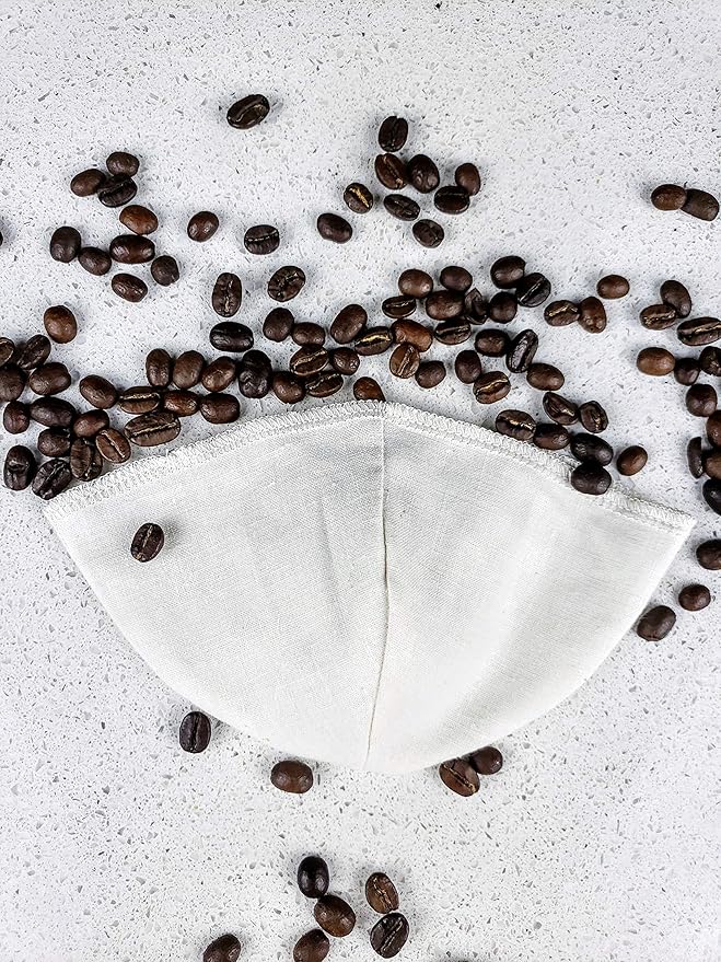 Cloth Reusable Basket Coffee Filter (Size #4) - Made in Canada of Hemp and Organic Cotton - Zero Waste, Eco-Friendly, Natural Filter fits most Automatic Coffee Makers