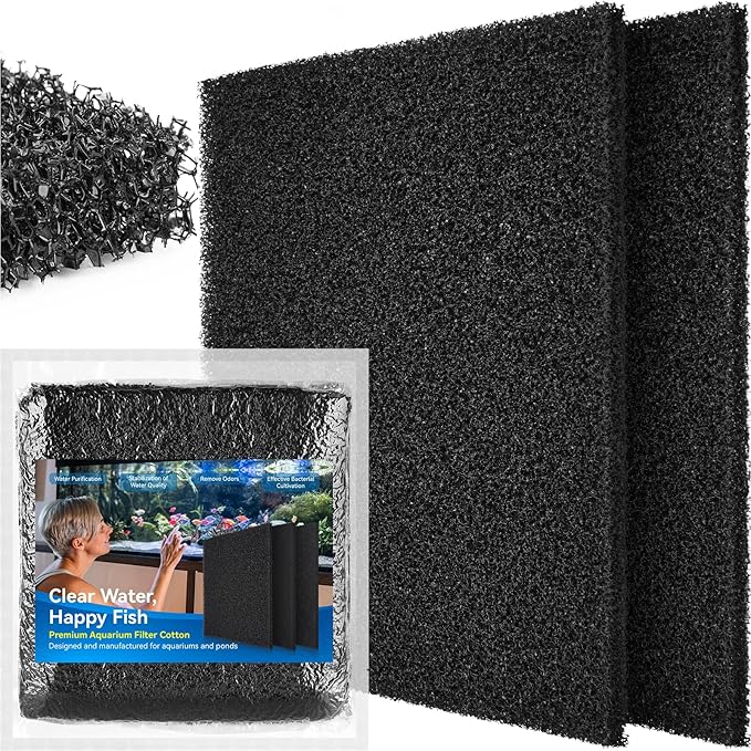 Borlech Aquarium Bio Filter Sponge Pad - Cut-to-Size Aquarium Filter Media for Fish Tank, Pond, Sump - Mechanical & Biological Filtration (18.5"x18.5"x0.8", 20PPI, 2 Pack)