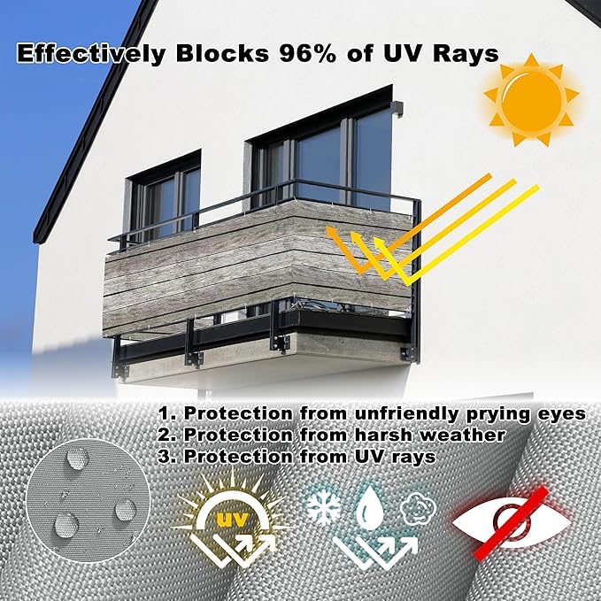 Privacy Fence 2' x 65.6' Durable UV-Resistant Patio Privacy Screens for Balcony, Included Cable Ties Customized Size for Apartments, Deck, Porch, Patio, Railing, Outdoor Pool, Floor Pattern