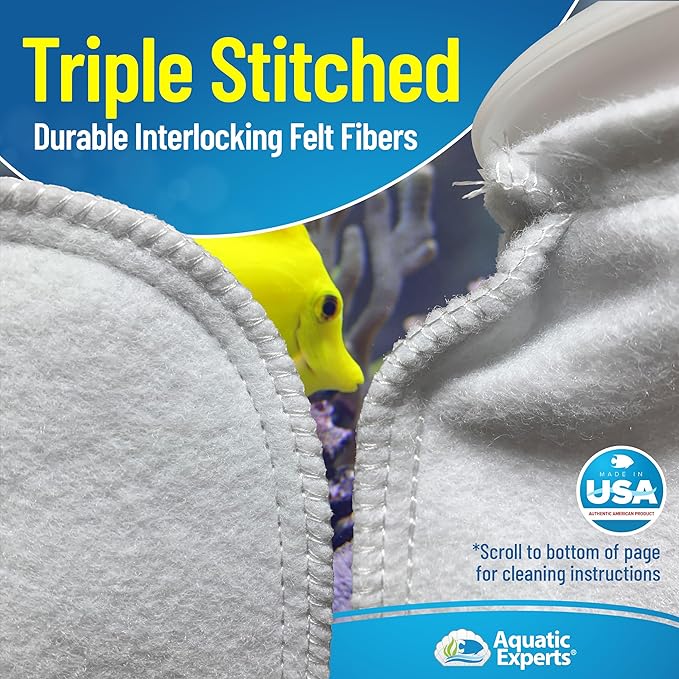 Aquatic Experts 7 Inch Filter Sock - 100 Micron Felt Filter Sock, Filter Socks for Saltwater Aquarium, Fish Tank Sump Filter Sock, Freshwater Aquarium Socks, Reef Filter Sock, (7"x12", 8 Pack)